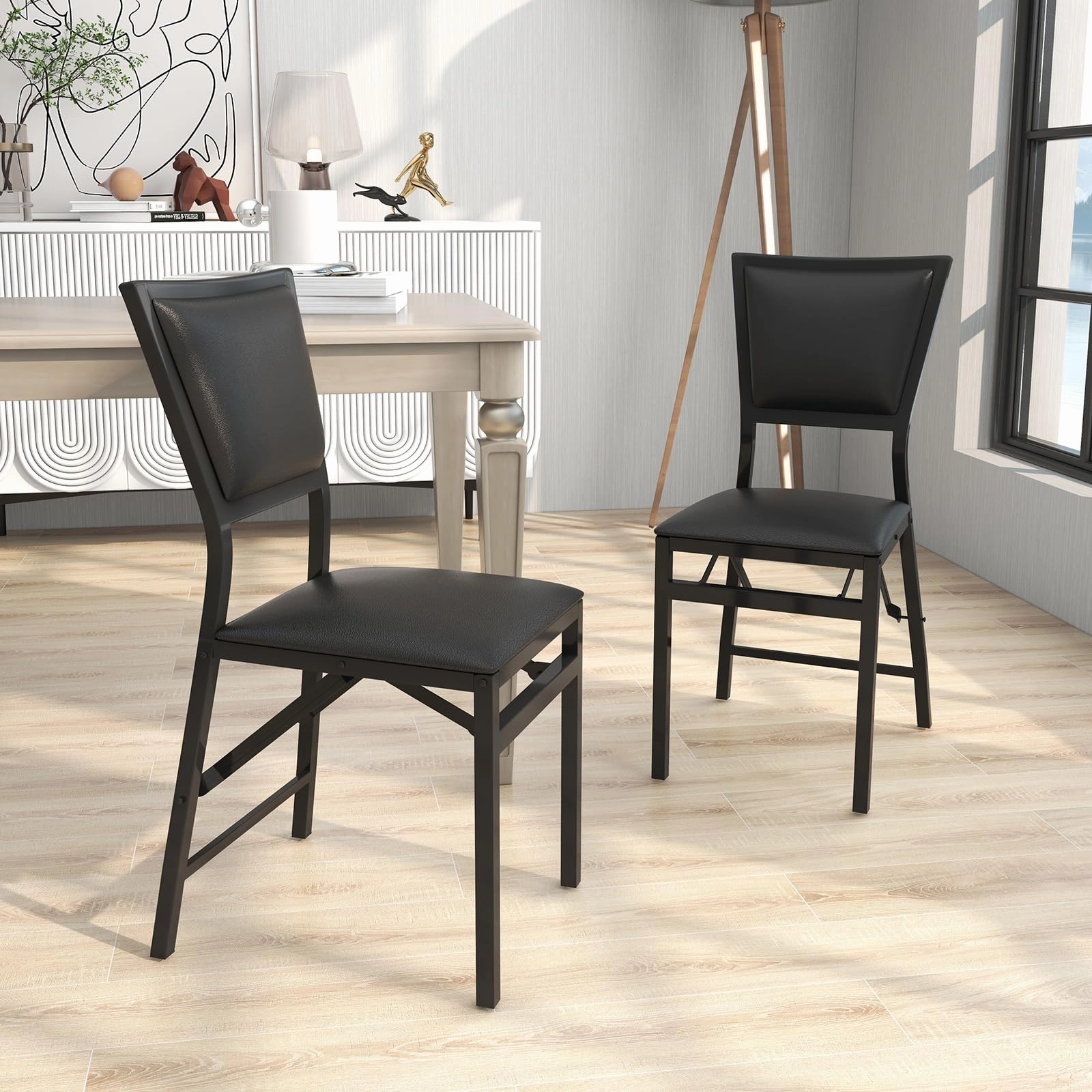 Giantex Set of 2 Metal Folding Chair Dining Chairs Home Restaurant Furniture Portable (18" X 20" X 33.5")
