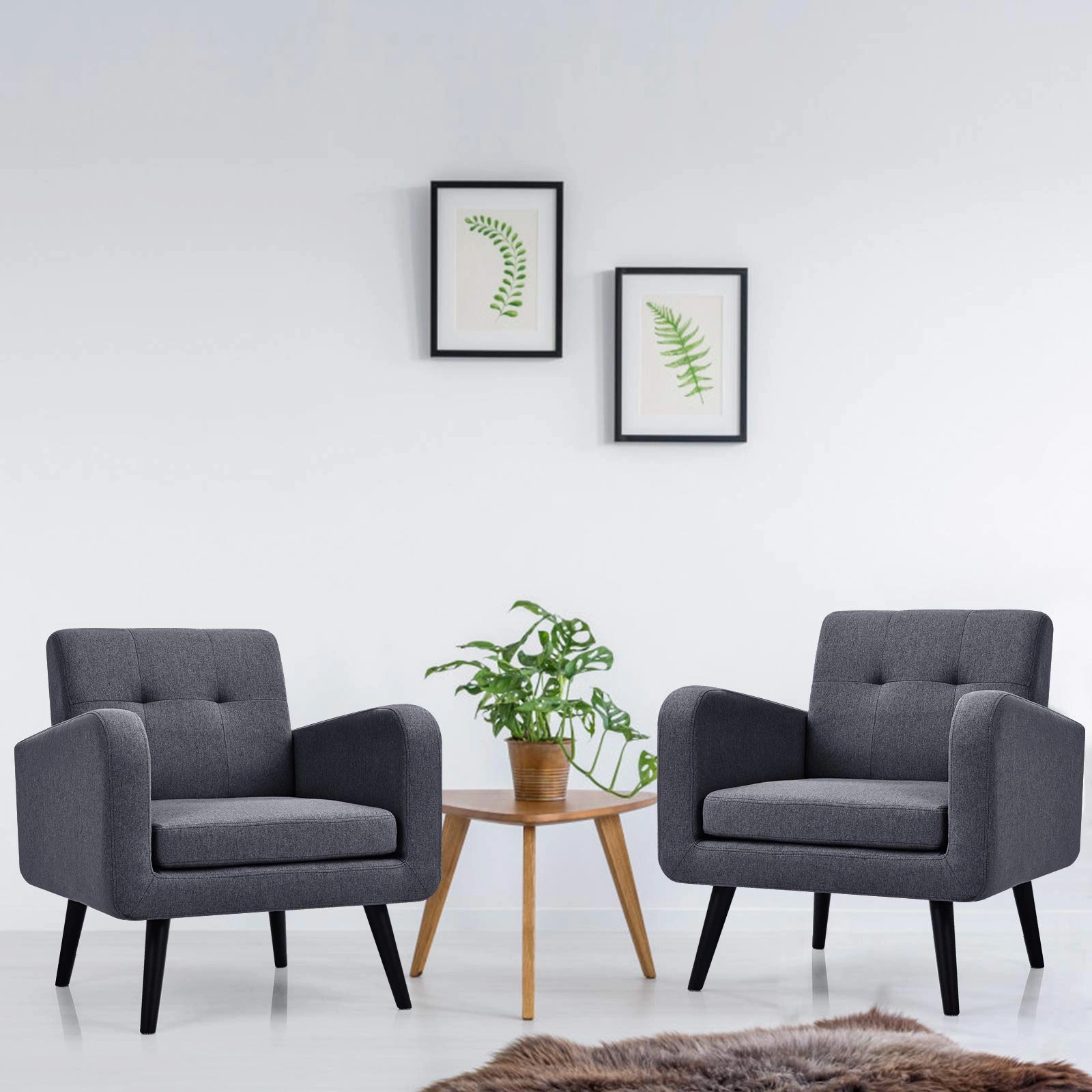 Giantex Set of 2 Modern Upholstered Accent Chairs