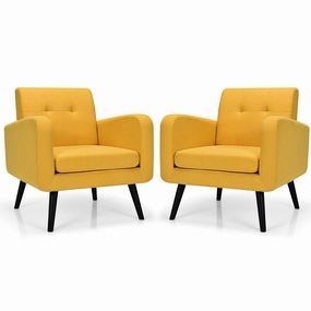 Giantex Set of 2 Modern Upholstered Accent Chairs recliner chair, sleeper chair