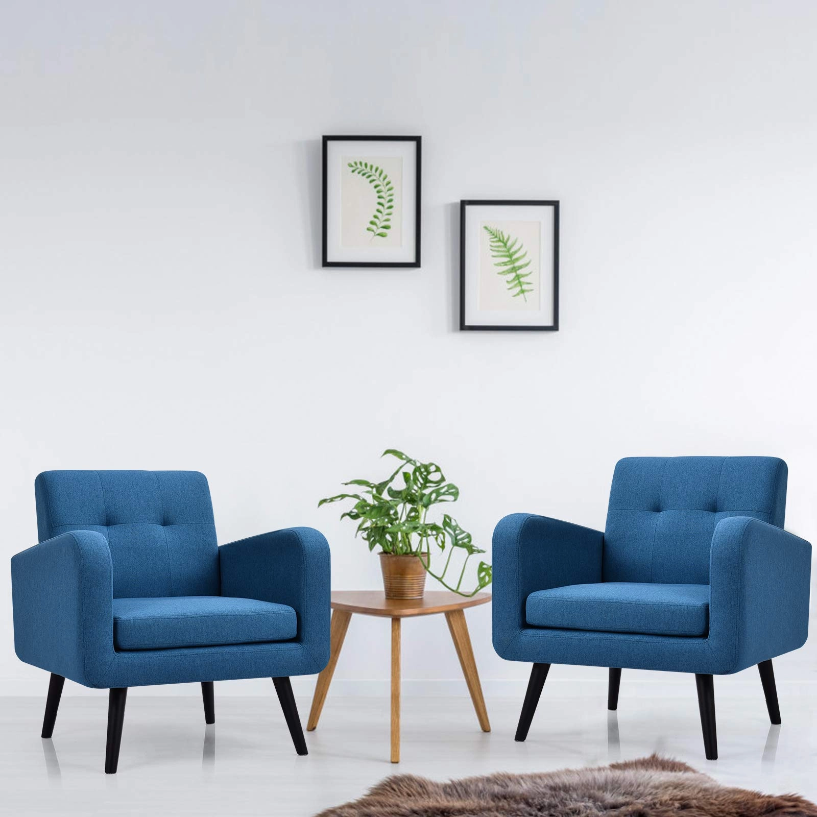 Giantex Set of 2 Modern Upholstered Accent Chairs