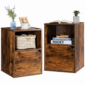 Giantex Set of 2 Nightstands, End Table Bedside Table w/Storage Cabinet and Open Shelf office chair, ergonomic chair