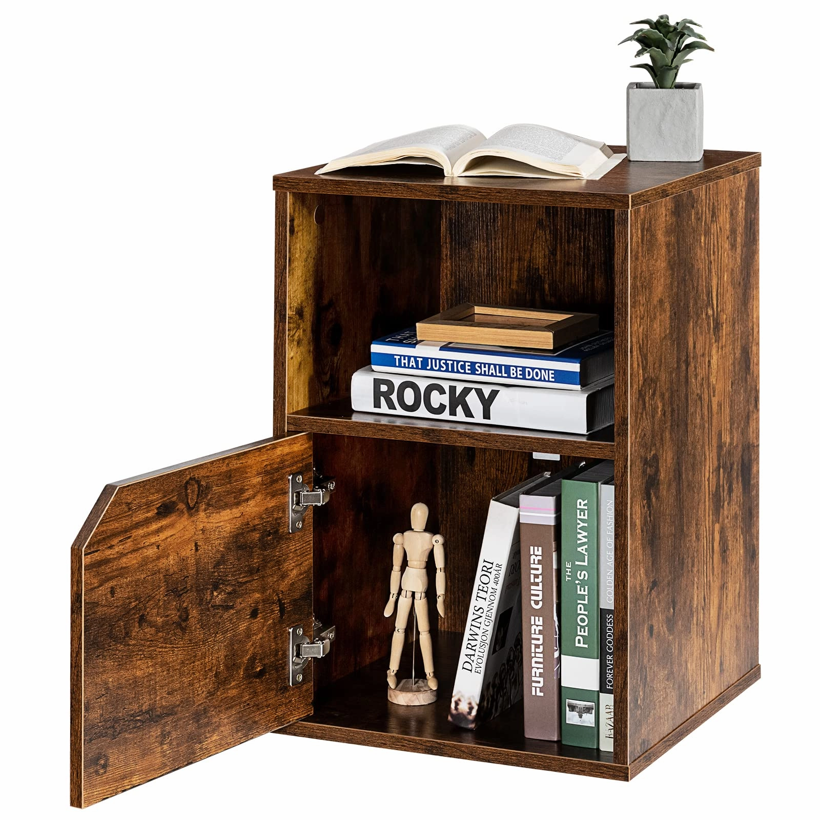 Giantex Set of 2 Nightstands, End Table Bedside Table w/Storage Cabinet and Open Shelf