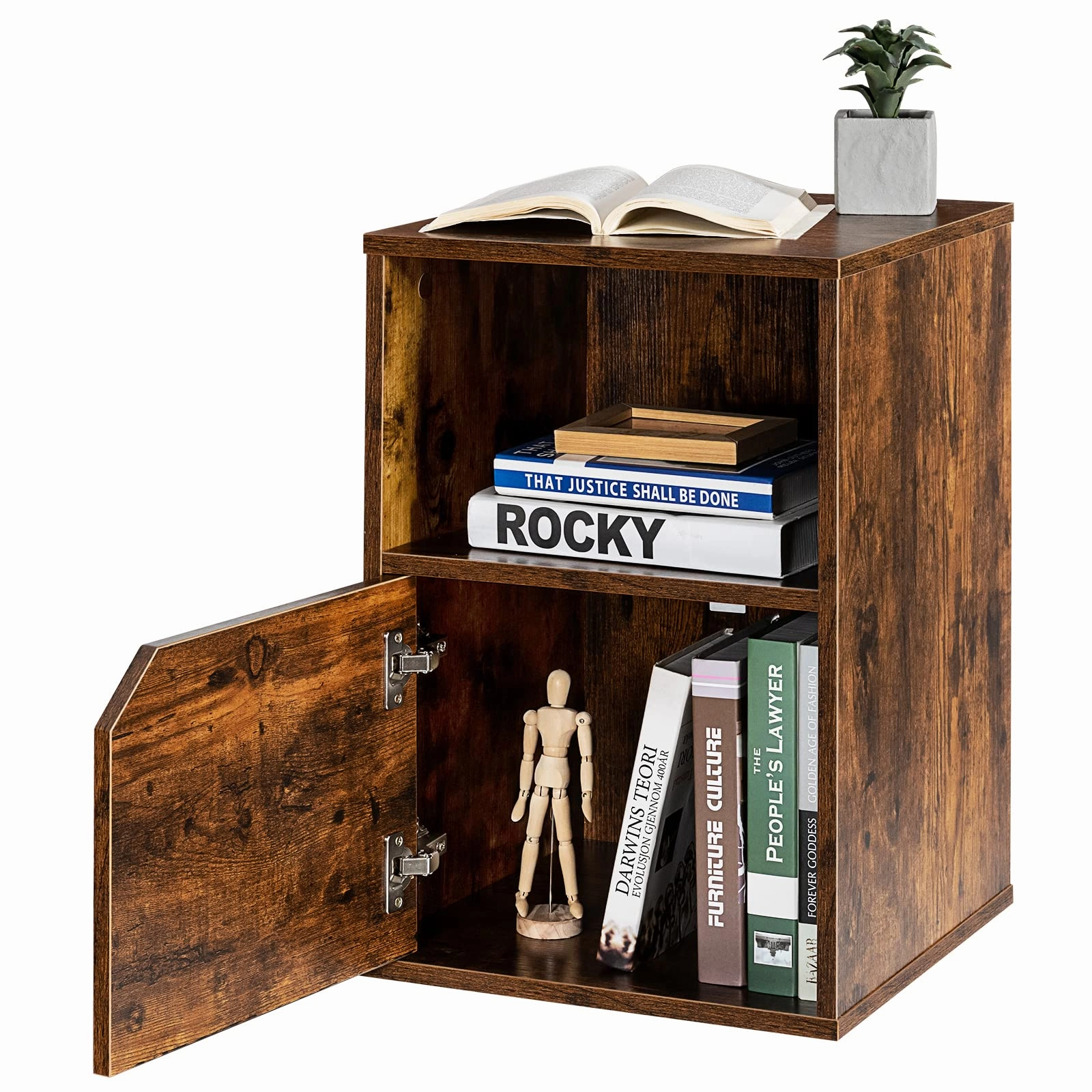 Giantex Set of 2 Nightstands, End Table Bedside Table w/Storage Cabinet and Open Shelf