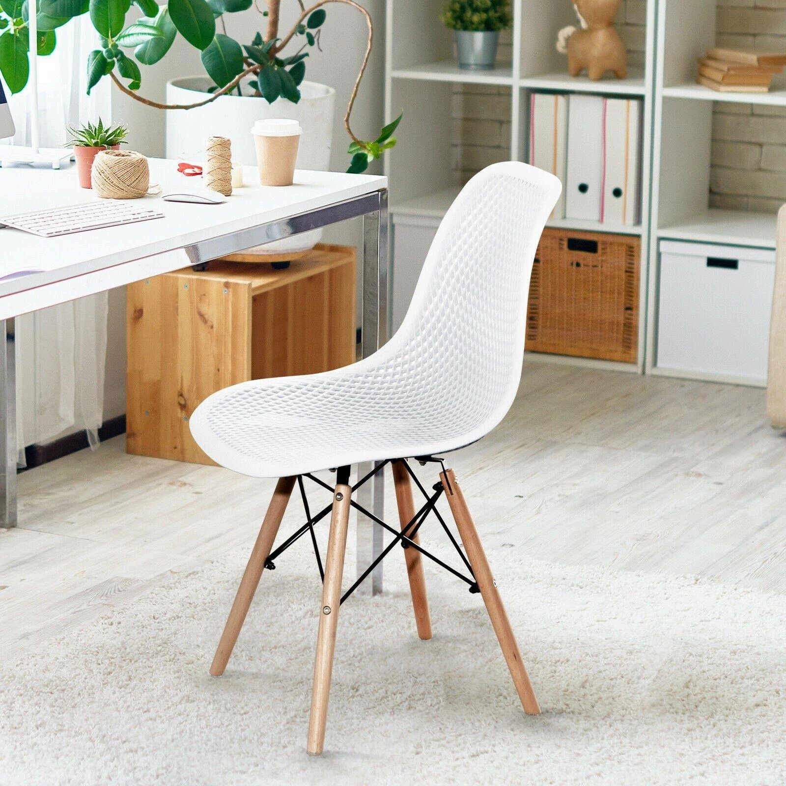Giantex Set of 2 or 4 Modern Dining Chairs, Shell PP Lounge Side Chairs w/ Mesh Design