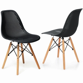 Giantex Set of 2 or 4 Modern Dining Chairs, Shell PP Lounge Side Chairs w/ Mesh Design kitchen towel, placemats