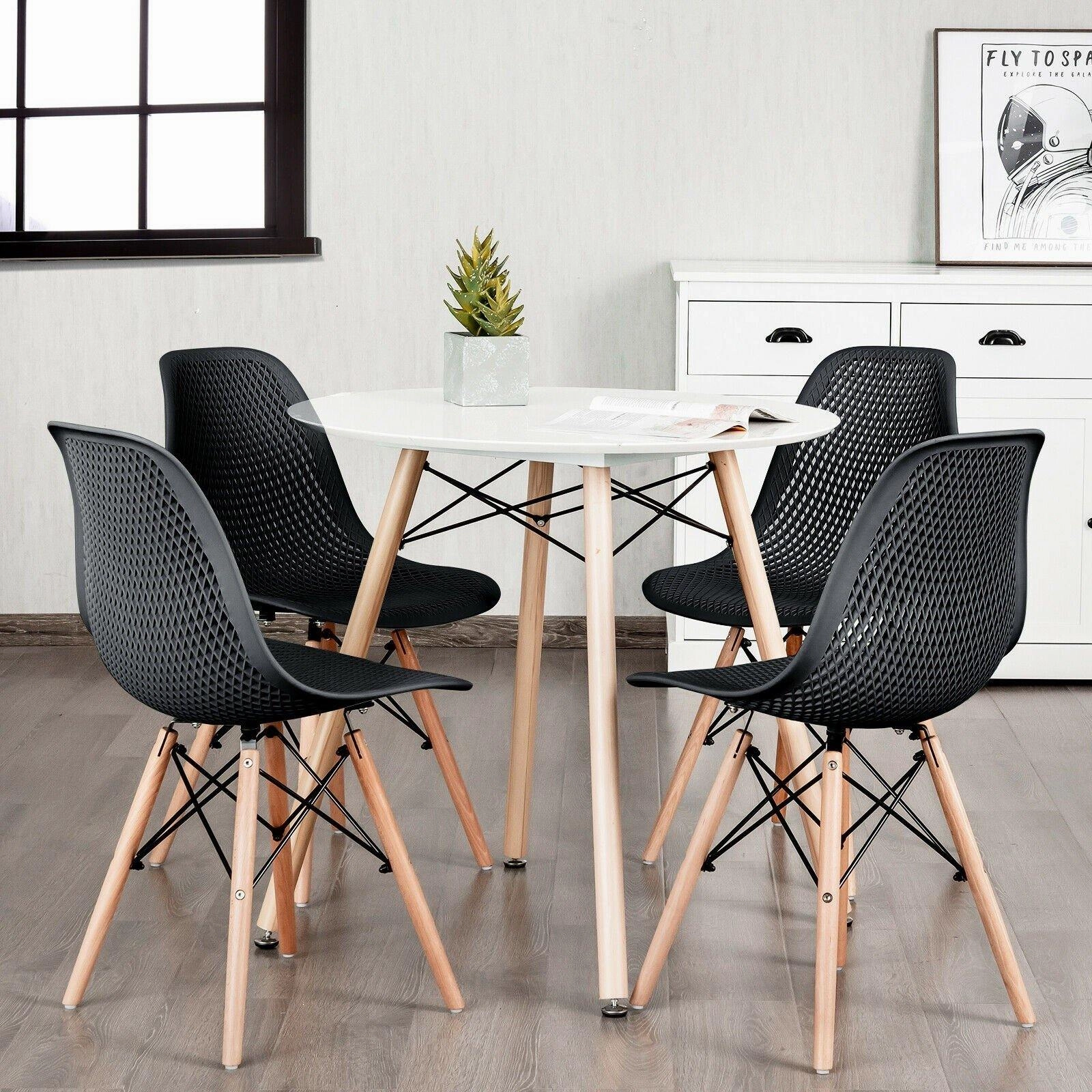Giantex Set of 2 or 4 Modern Dining Chairs, Shell PP Lounge Side Chairs w/ Mesh Design
