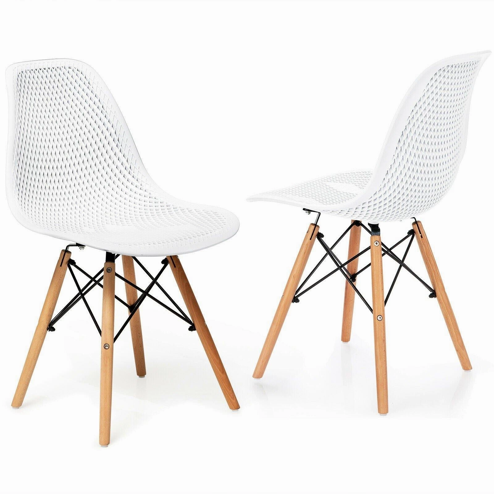 Giantex Set of 2 or 4 Modern Dining Chairs, Shell PP Lounge Side Chairs w/ Mesh Design