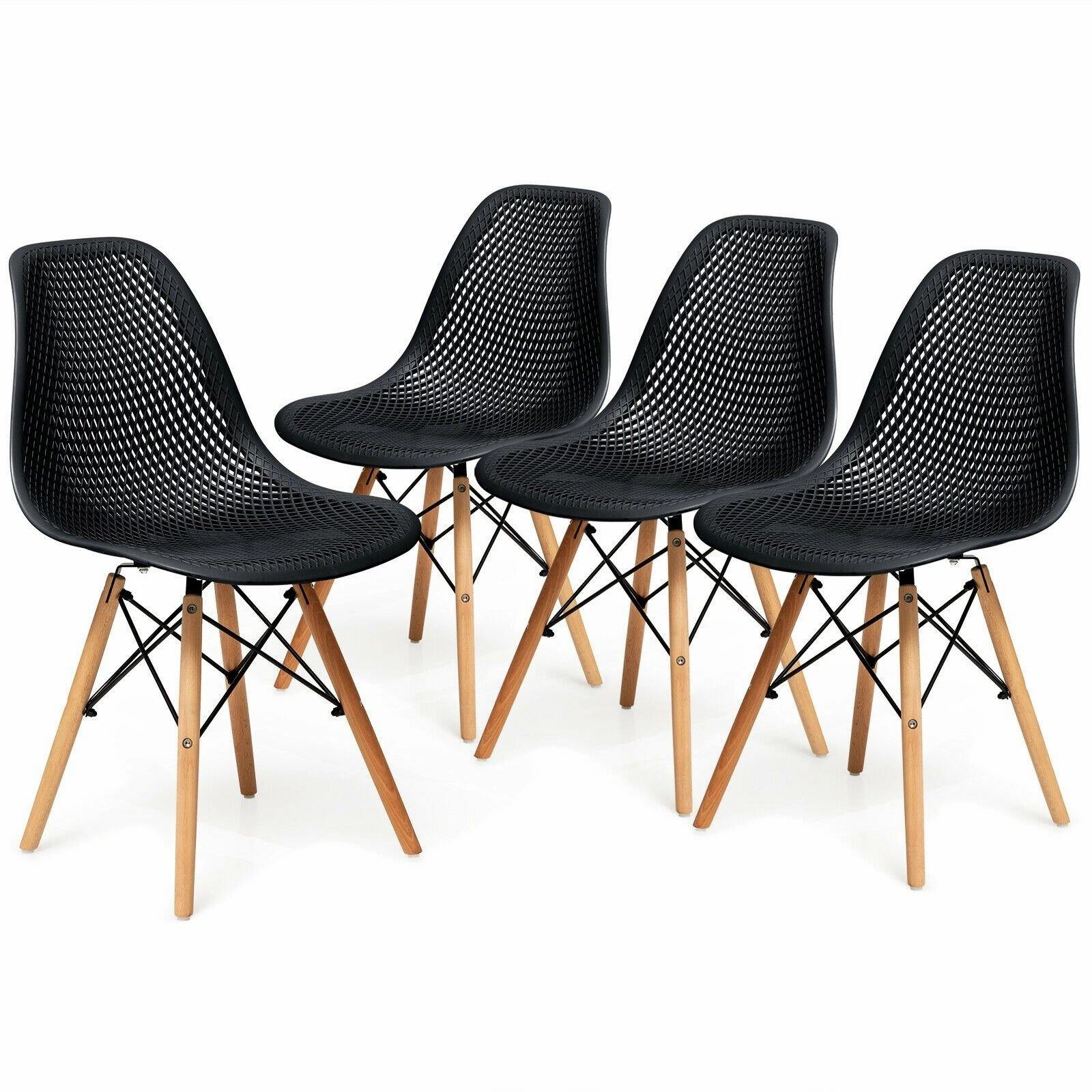 Giantex Set of 2 or 4 Modern Dining Chairs, Shell PP Lounge Side Chairs w/ Mesh Design