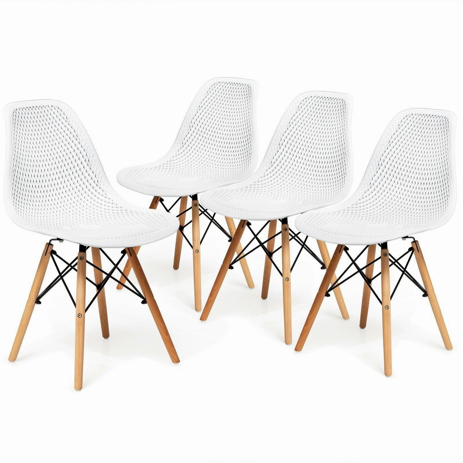 Giantex Set of 2 or 4 Modern Dining Chairs, Shell PP Lounge Side Chairs w/ Mesh Design