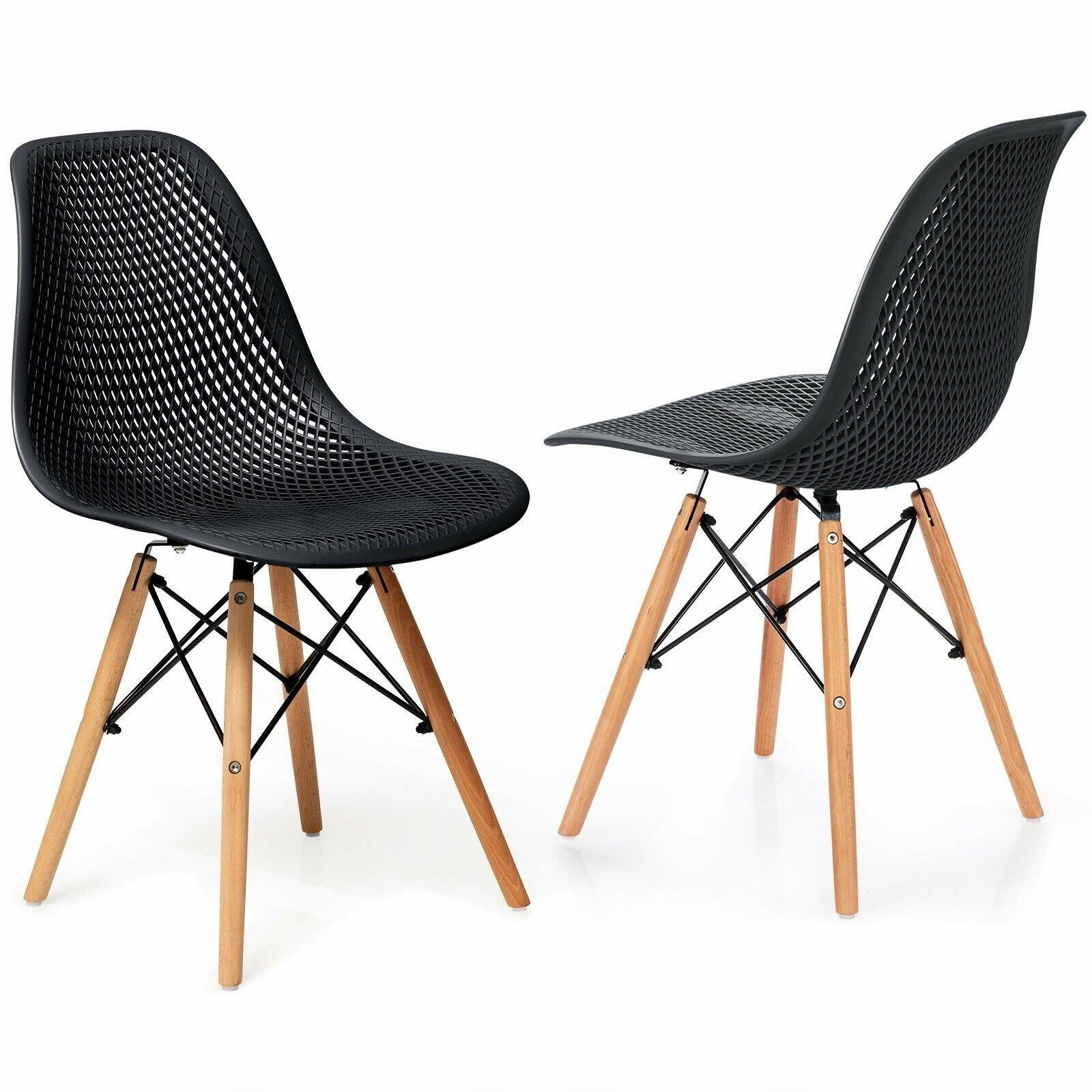 Giantex Set of 2 or 4 Modern Dining Chairs, Shell PP Lounge Side Chairs w/ Mesh Design kitchen towel, placemats