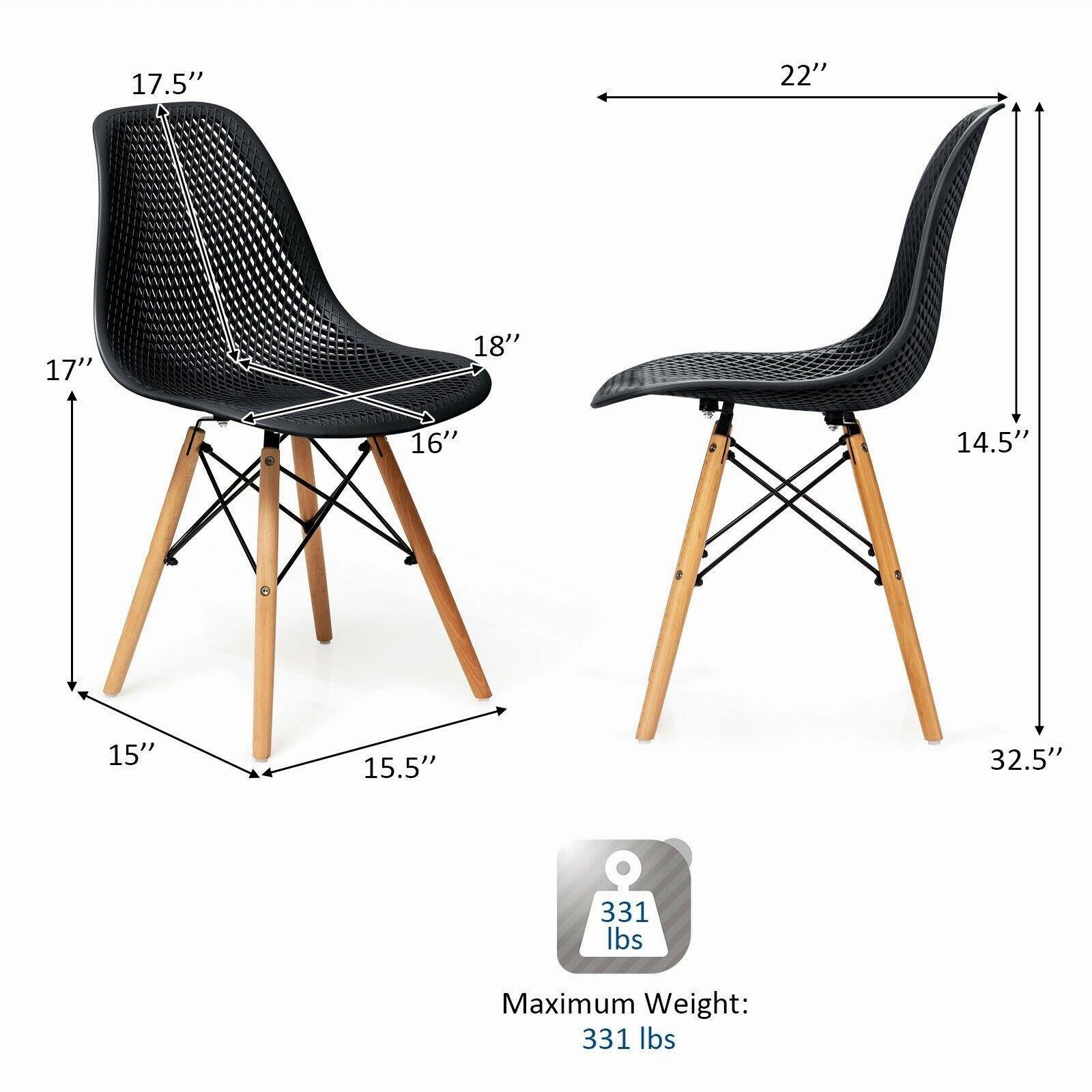 Giantex Set of 2 or 4 Modern Dining Chairs, Shell PP Lounge Side Chairs w/ Mesh Design