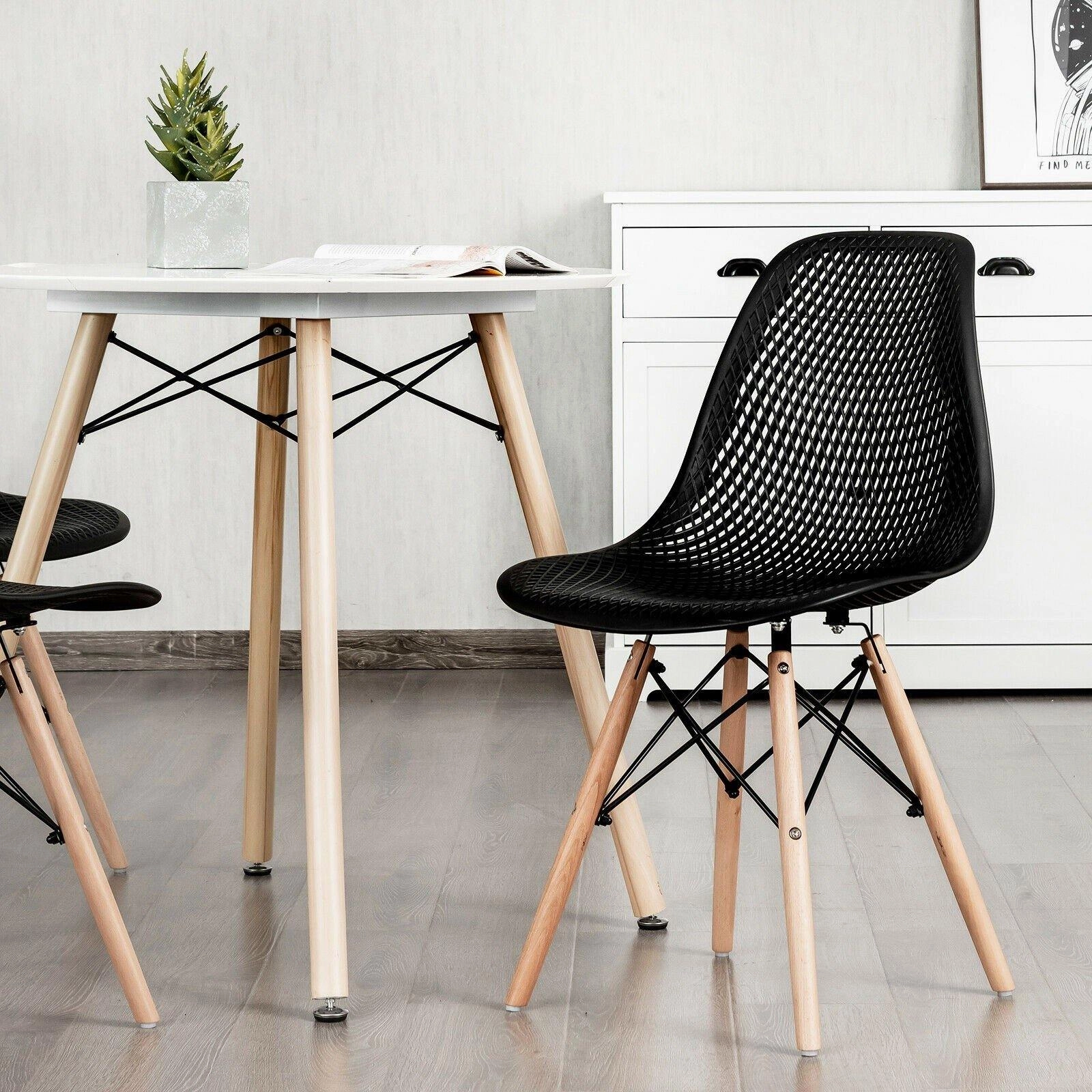 Giantex Set of 2 or 4 Modern Dining Chairs, Shell PP Lounge Side Chairs w/ Mesh Design