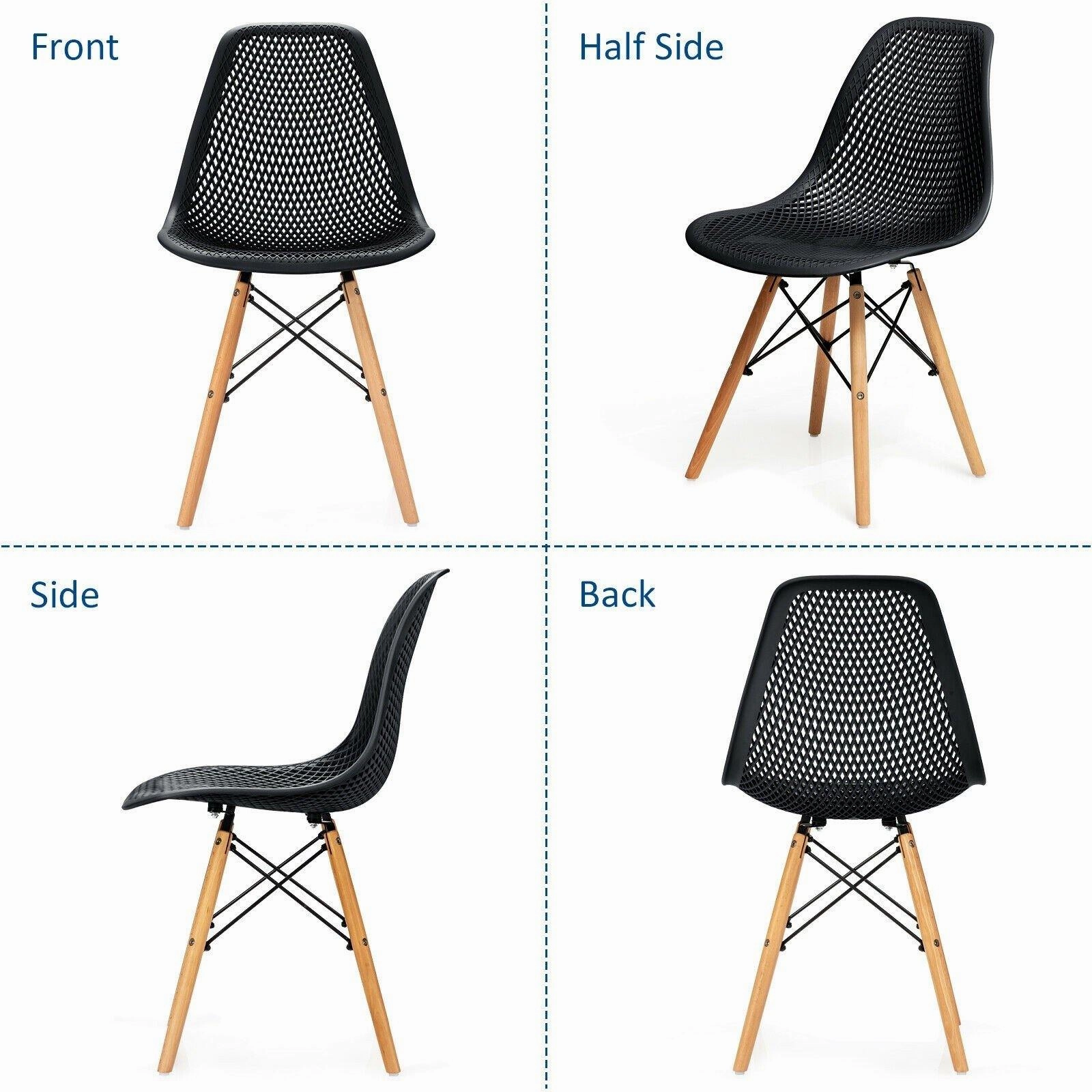 Giantex Set of 2 or 4 Modern Dining Chairs, Shell PP Lounge Side Chairs w/ Mesh Design