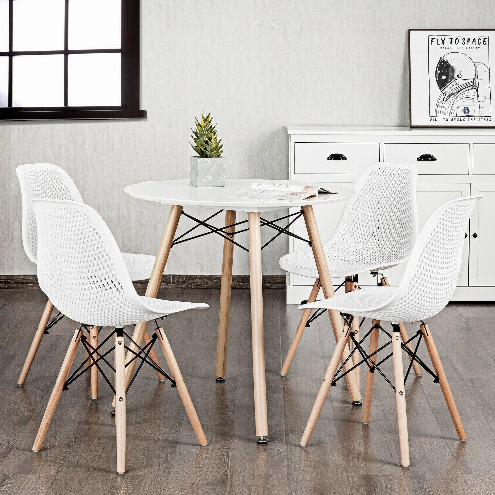 Giantex Set of 2 or 4 Modern Dining Chairs, Shell PP Lounge Side Chairs w/ Mesh Design