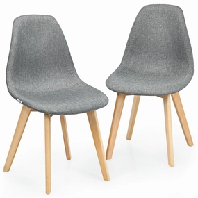 Giantex Set of 2 or 4 Modern Fabric Dining Chairs, Upholstered Accent Chair, Grey kitchen towel, placemats