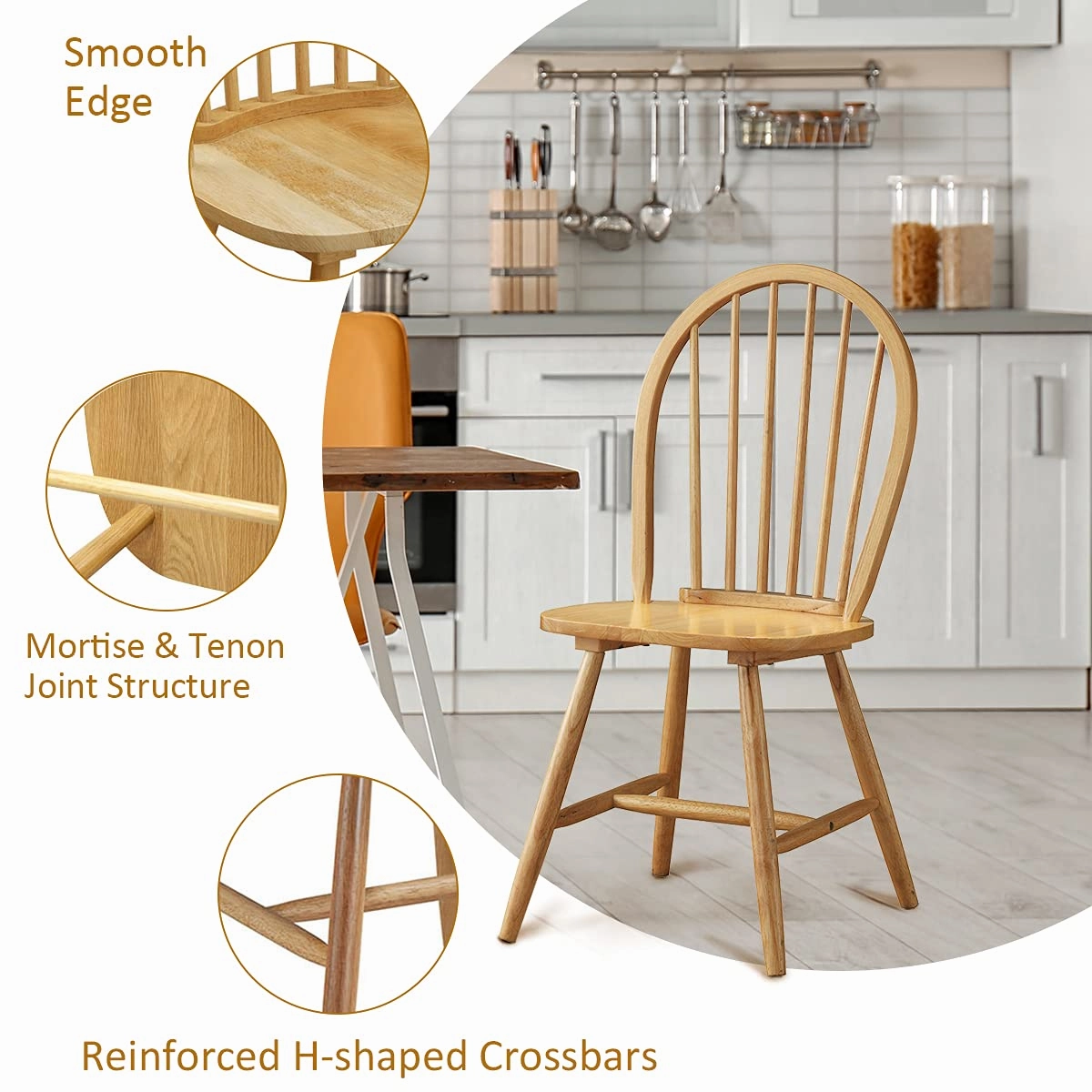 Giantex Set of 2 or 4 Windsor Chairs, Country Wood Chairs
