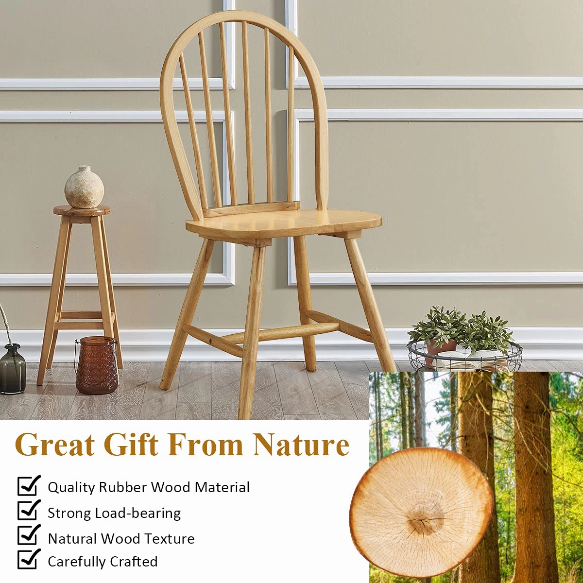 Giantex Set of 2 or 4 Windsor Chairs, Country Wood Chairs