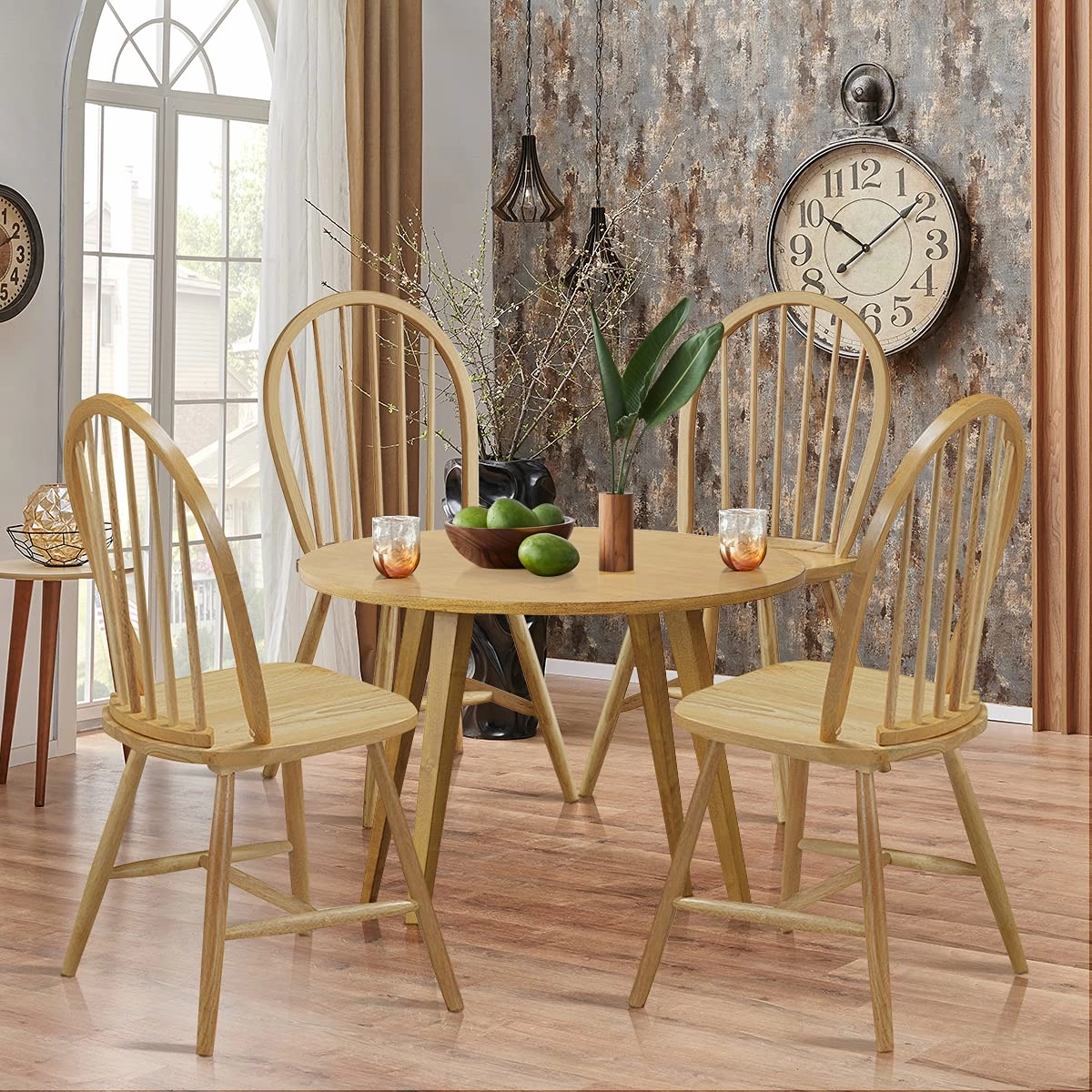 Giantex Set of 2 or 4 Windsor Chairs, Country Wood Chairs