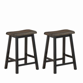Giantex Set of 2 Saddle Seat Stools, Wood Vintage Counter Height Chairs kitchen towel, placemats