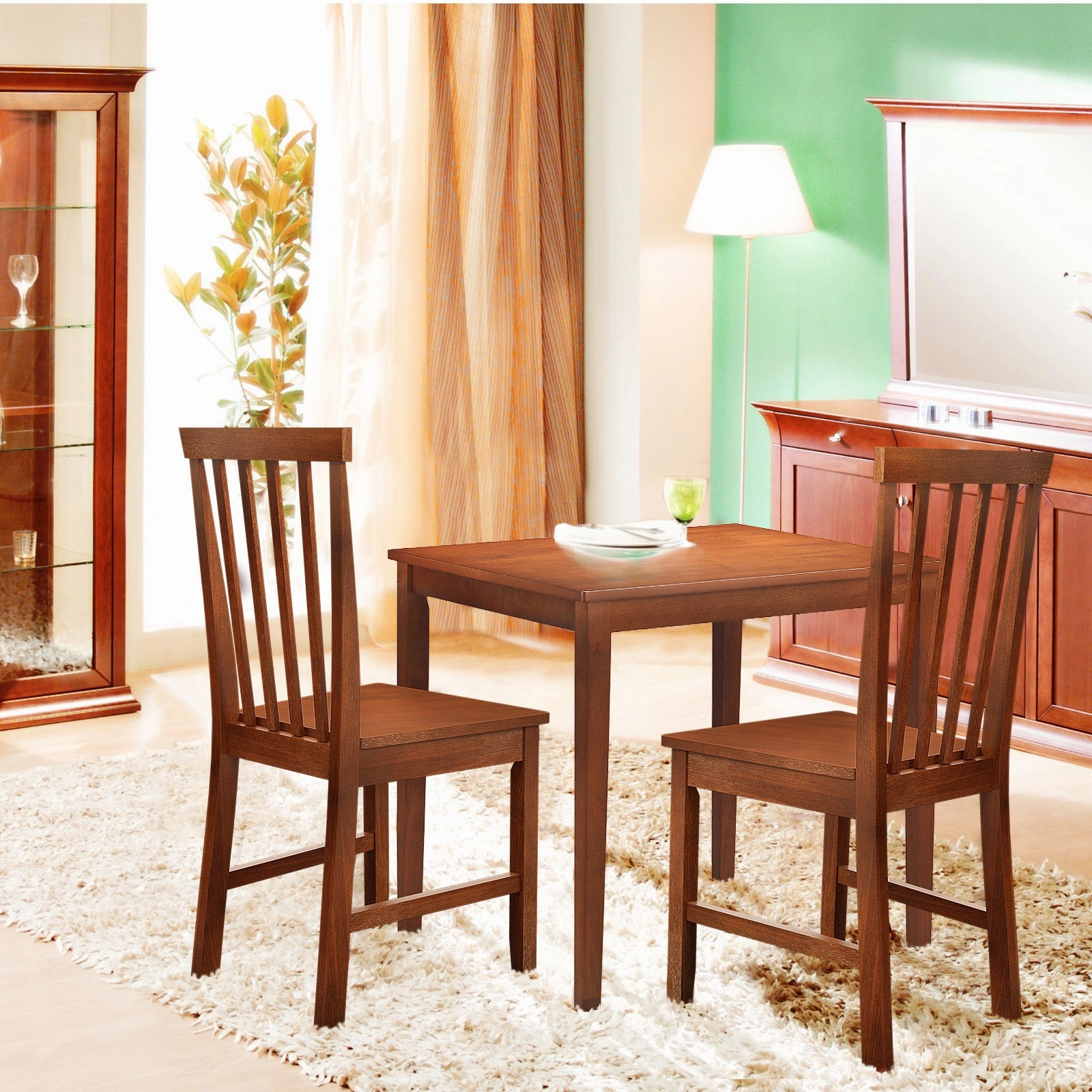 Giantex Set of 4/ 2 Dining Room Side Chair w/High Slat Back, Wood Legs
