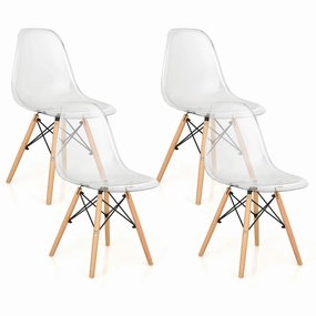 Giantex Set of 4 Dining Chairs, Clear Dining Side Chairs w/Beech Wood Legs kitchen towel, placemats
