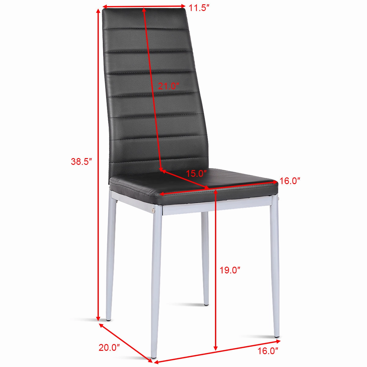 Giantex Set of 4 PU Leather Dining Side Chairs with Padded Seat Foot Cap