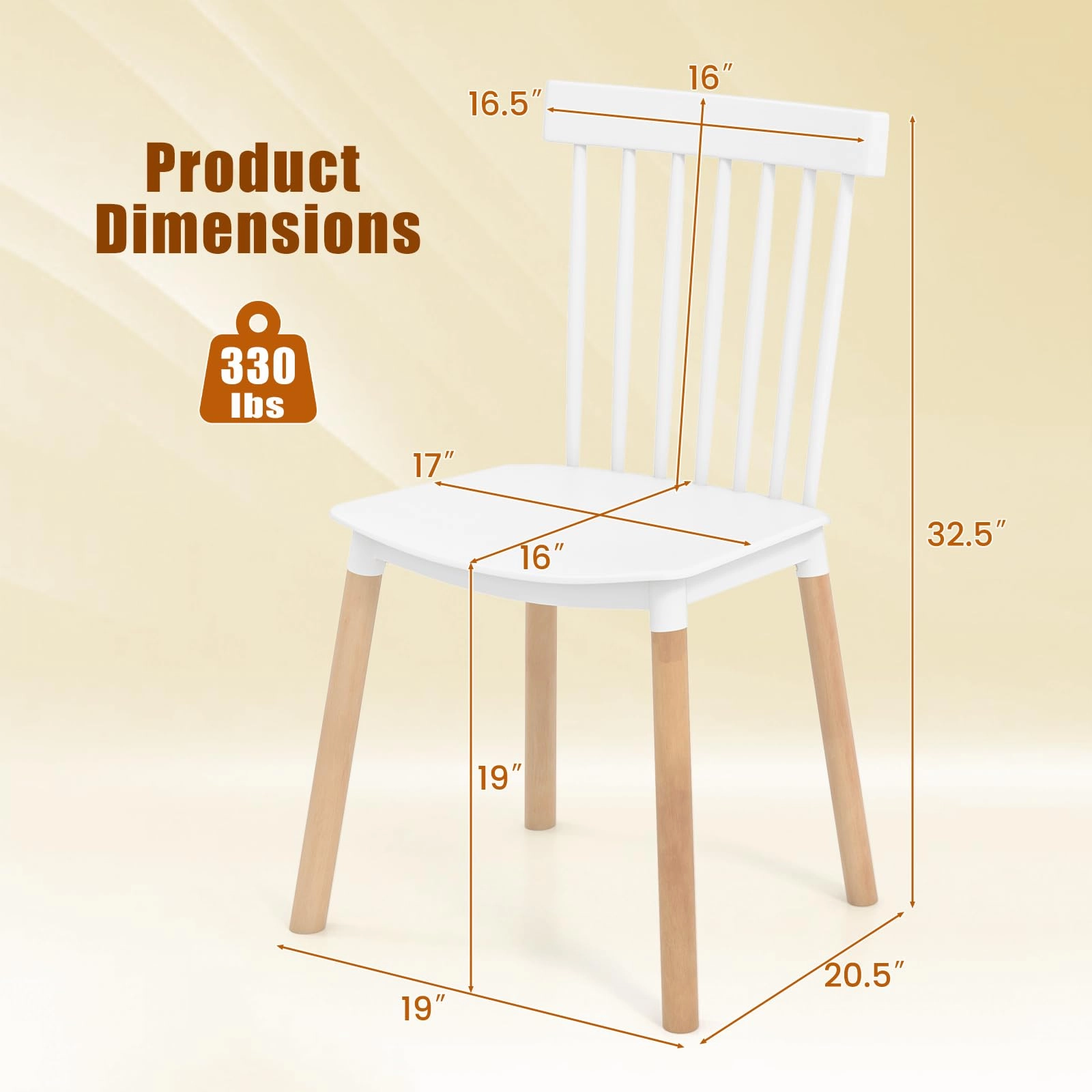 Giantex Set of 4 Windsor Dining Chairs White, Modern Kitchen Chairs w/Spindle Backs & Curved Seats