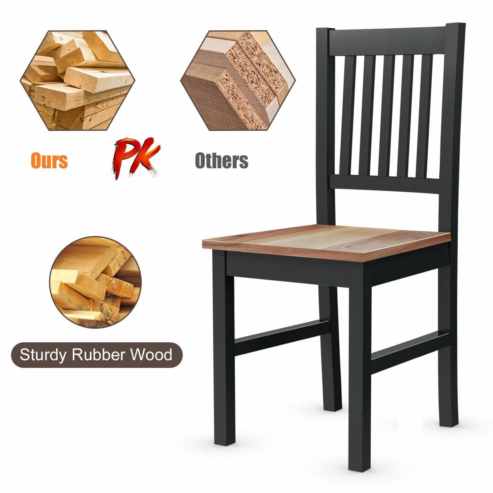 Giantex Set of 4 Wood Dining Chairs, Whitesburg Dining Room Side Chair w/ Wide Seat,Black