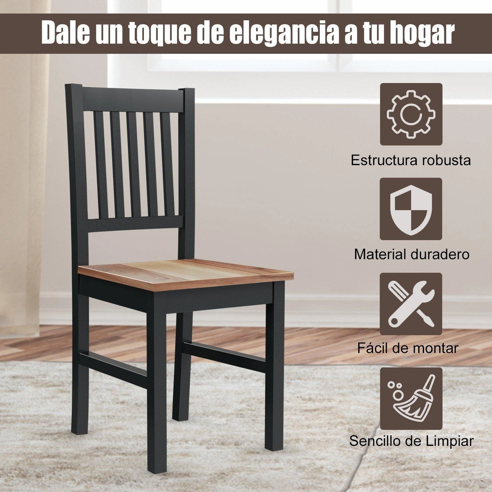 Giantex Set of 4 Wood Dining Chairs, Whitesburg Dining Room Side Chair w/ Wide Seat,Black