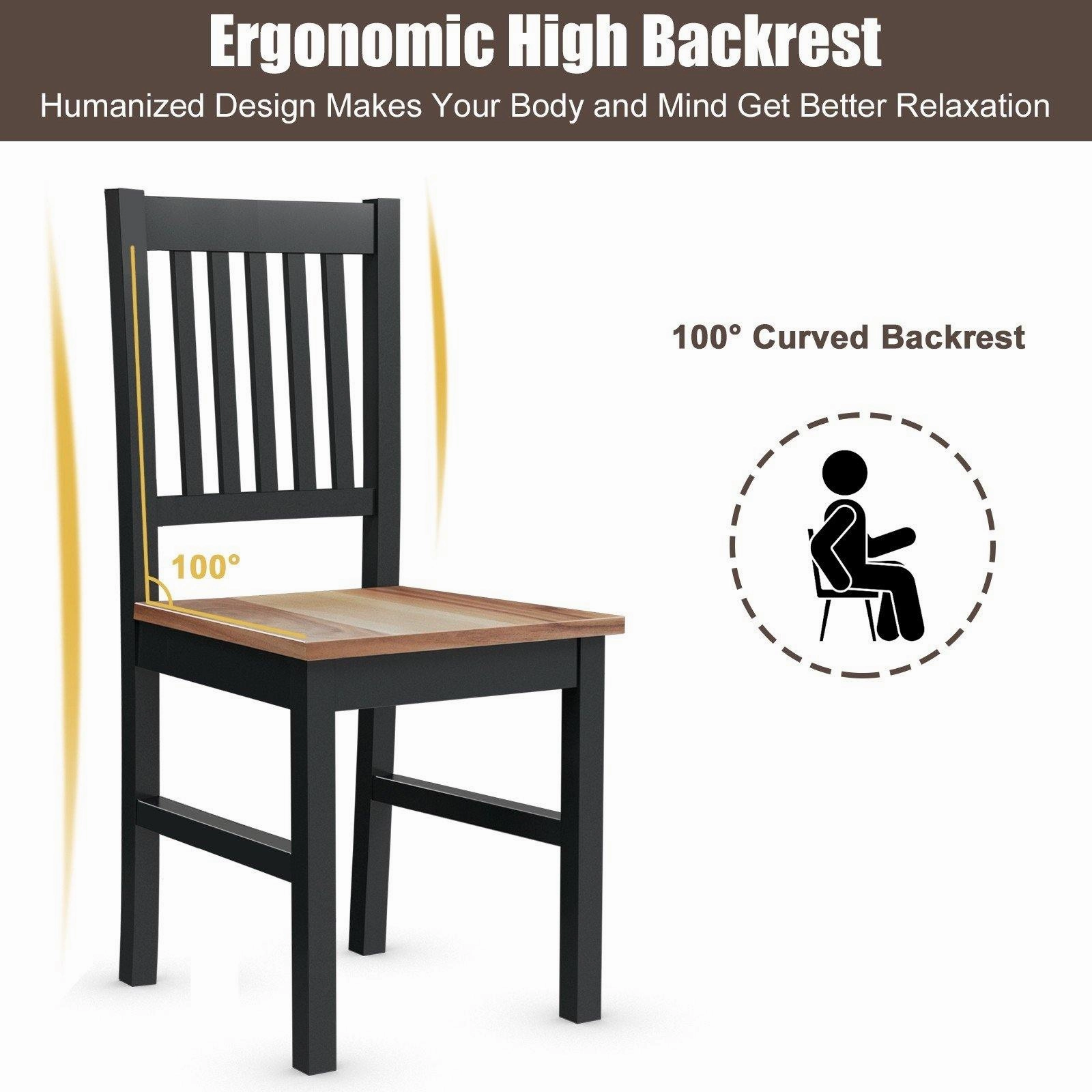 Giantex Set of 4 Wood Dining Chairs, Whitesburg Dining Room Side Chair w/ Wide Seat,Black