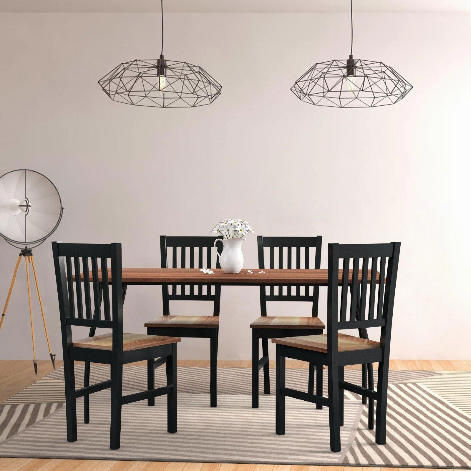 Giantex Set of 4 Wood Dining Chairs, Whitesburg Dining Room Side Chair w/ Wide Seat,Black