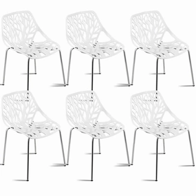 Giantex Set of 6 Modern Dining Chairs w/Plastic Feet Pads kitchen towel, placemats