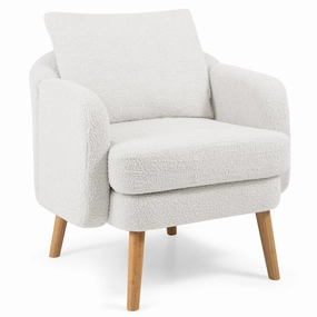 Giantex Sherpa Accent Chair, Modern Upholstered Single Sofa Chair with Back Pillow & Solid Rubber Wood Legs sectional sofa, corner couch
