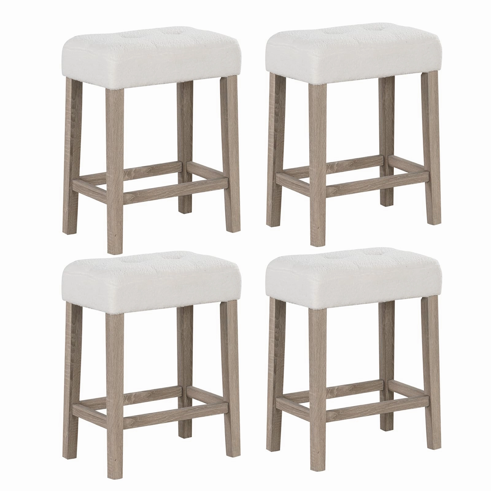 Giantex Sherpa Bar Stools, 24" Counter Height Kitchen Bar Stools with Cushioned Seat kitchen towel, placemats