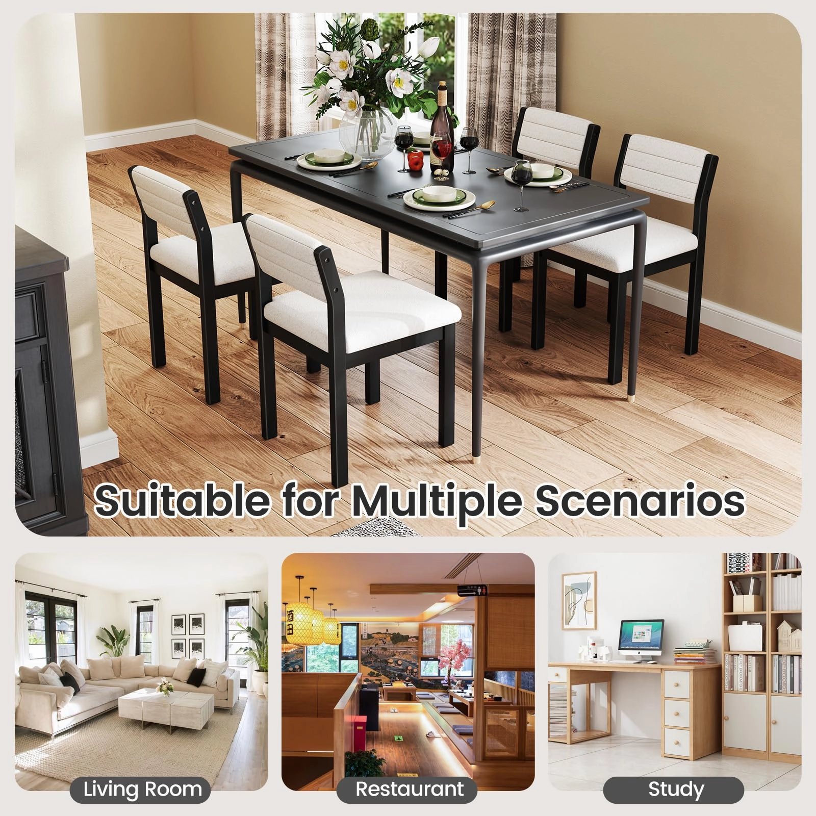 Giantex Sherpa Kitchen Chairs with Wood Frame & Padded Seat