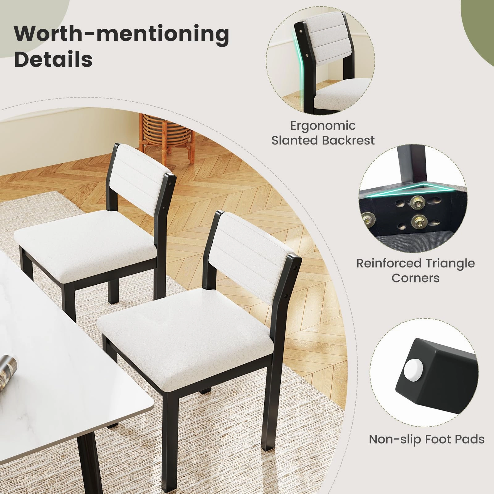 Giantex Sherpa Kitchen Chairs with Wood Frame & Padded Seat