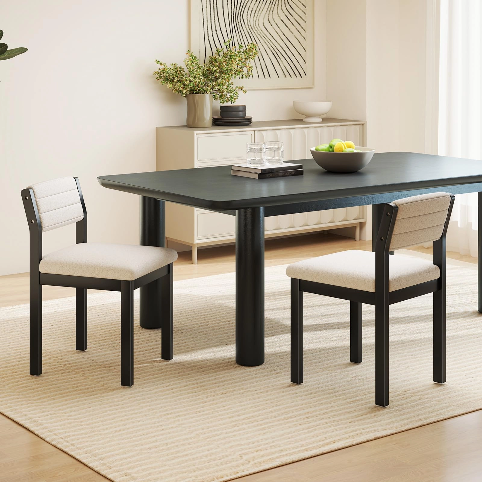 Giantex Sherpa Kitchen Chairs with Wood Frame & Padded Seat