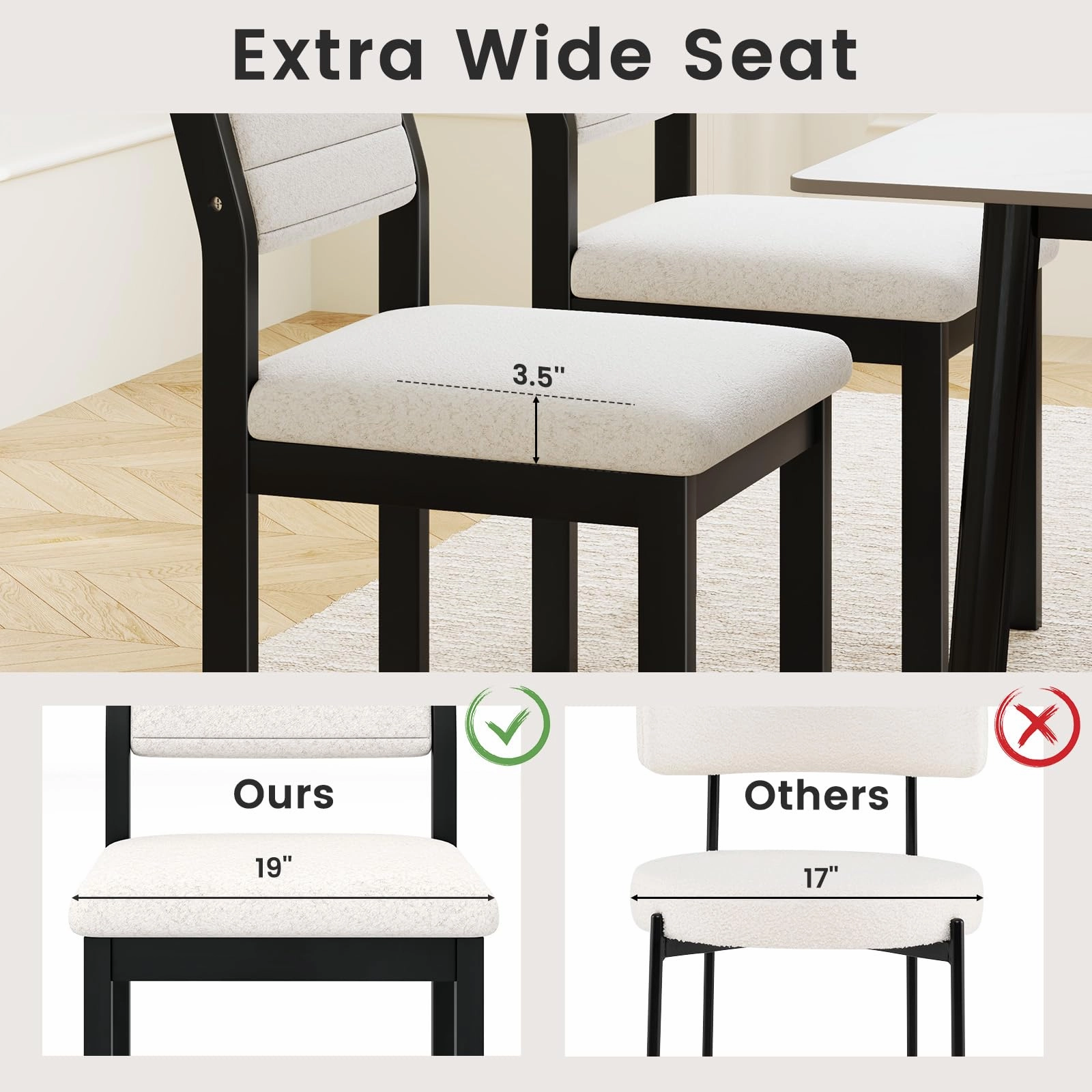 Giantex Sherpa Kitchen Chairs with Wood Frame & Padded Seat