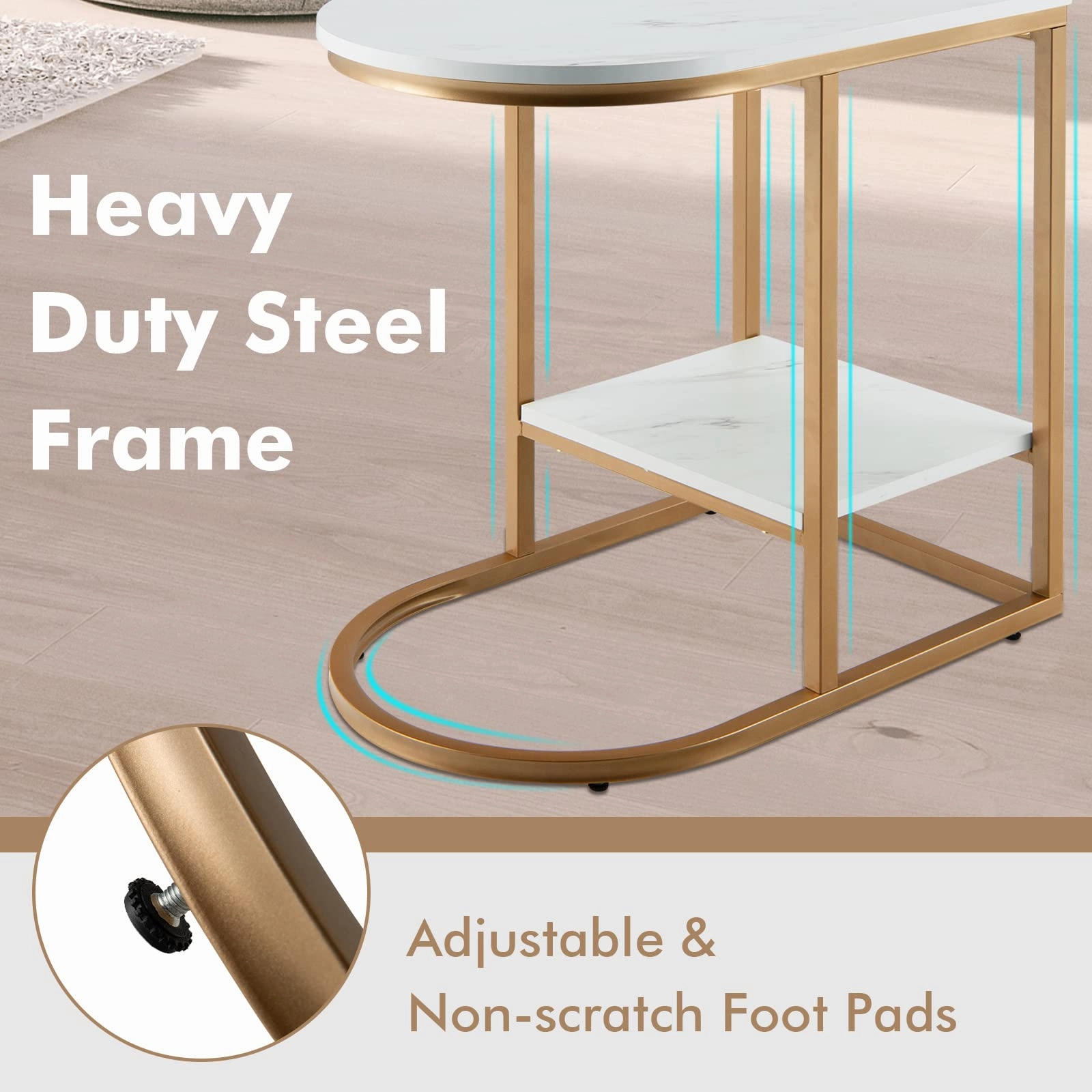 Giantex Side Table, 2-Tier C-Shaped End Table