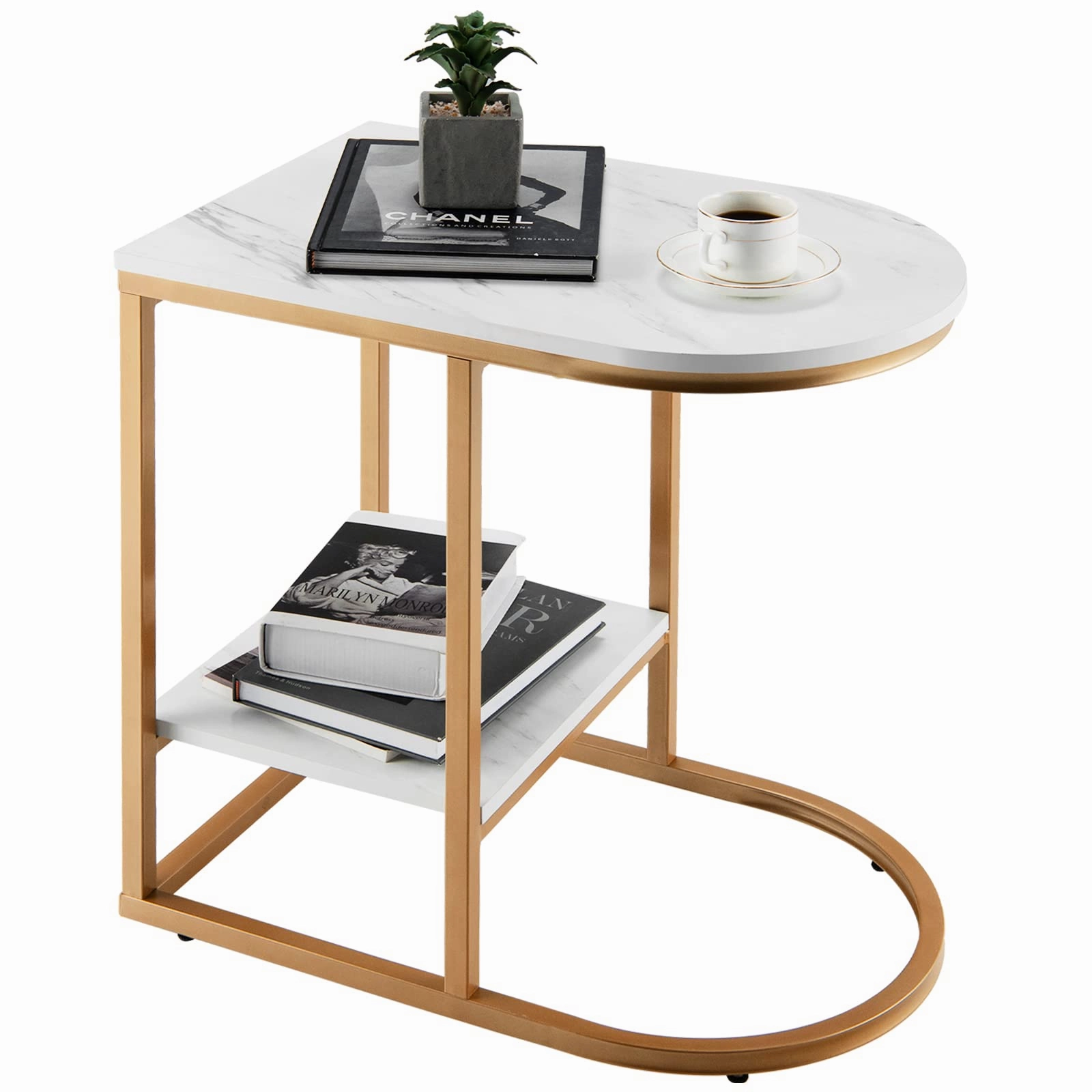 Giantex Side Table, 2-Tier C-Shaped End Table entry bench, mudroom storage