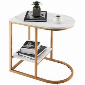 Giantex Side Table, 2-Tier C-Shaped End Table entry bench, mudroom storage