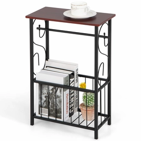 Giantex Side Table w/Paper Holder, Narrow Side Table throw pillow, fuzzy blanket