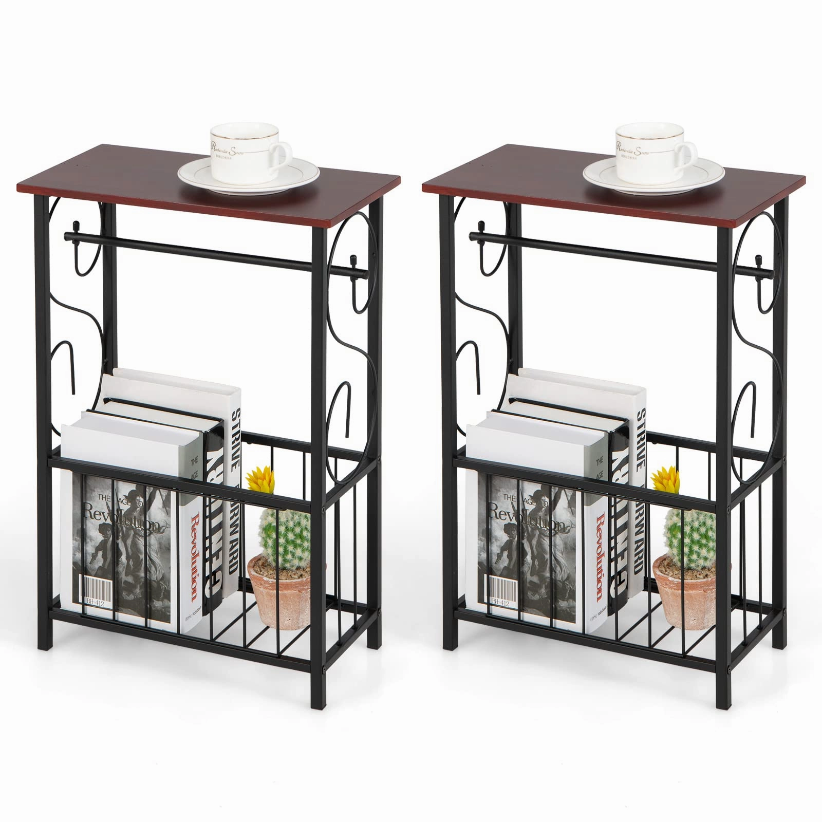 Giantex Side Table w/Paper Holder, Narrow Side Table