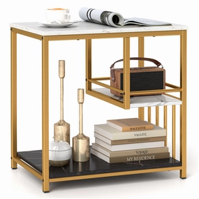 Giantex Side Table with Storage, 3-Tier End Table entry bench, mudroom storage