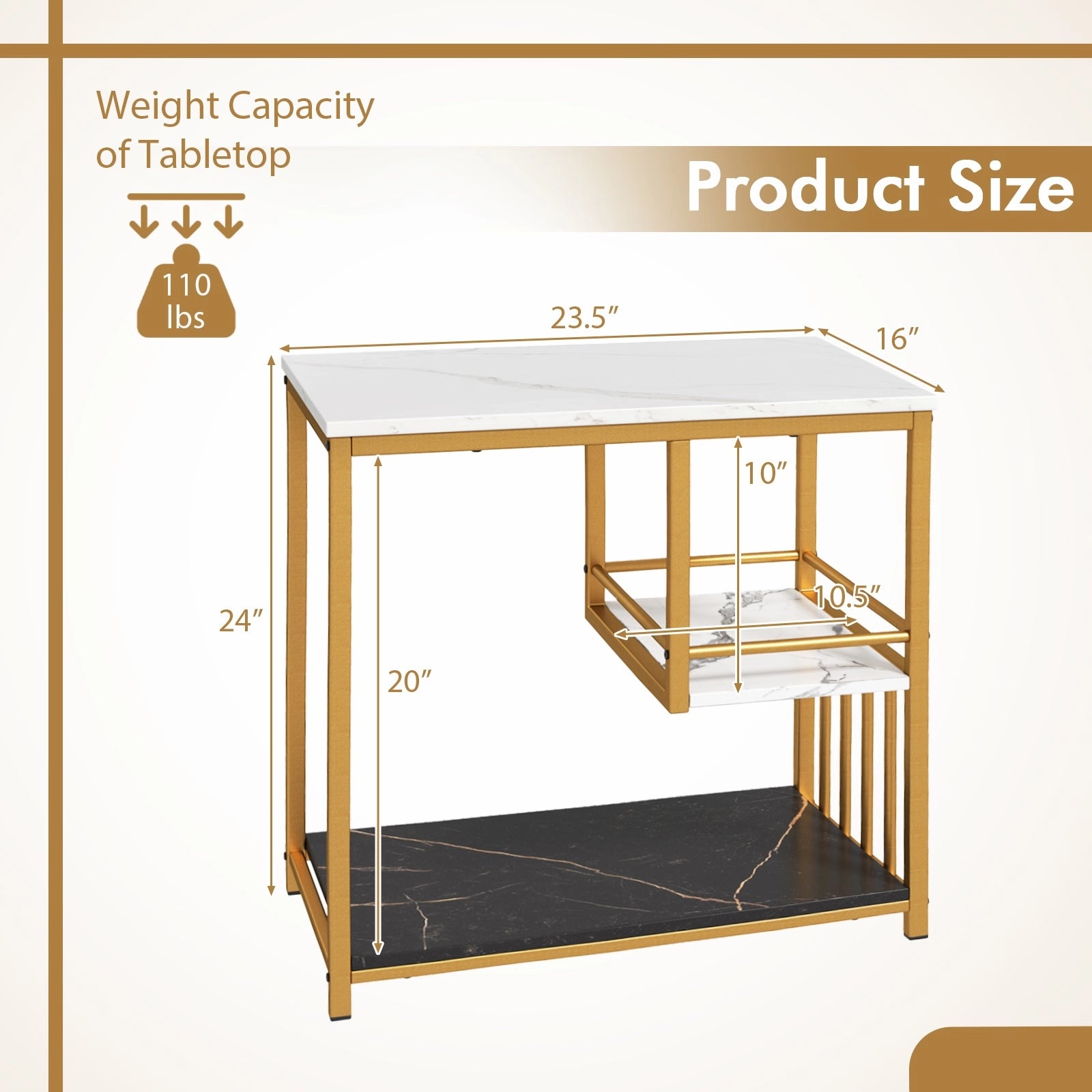 Giantex Side Table with Storage, 3-Tier End Table