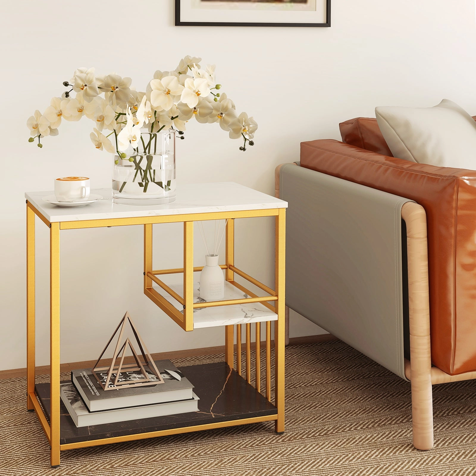 Giantex Side Table with Storage, 3-Tier End Table