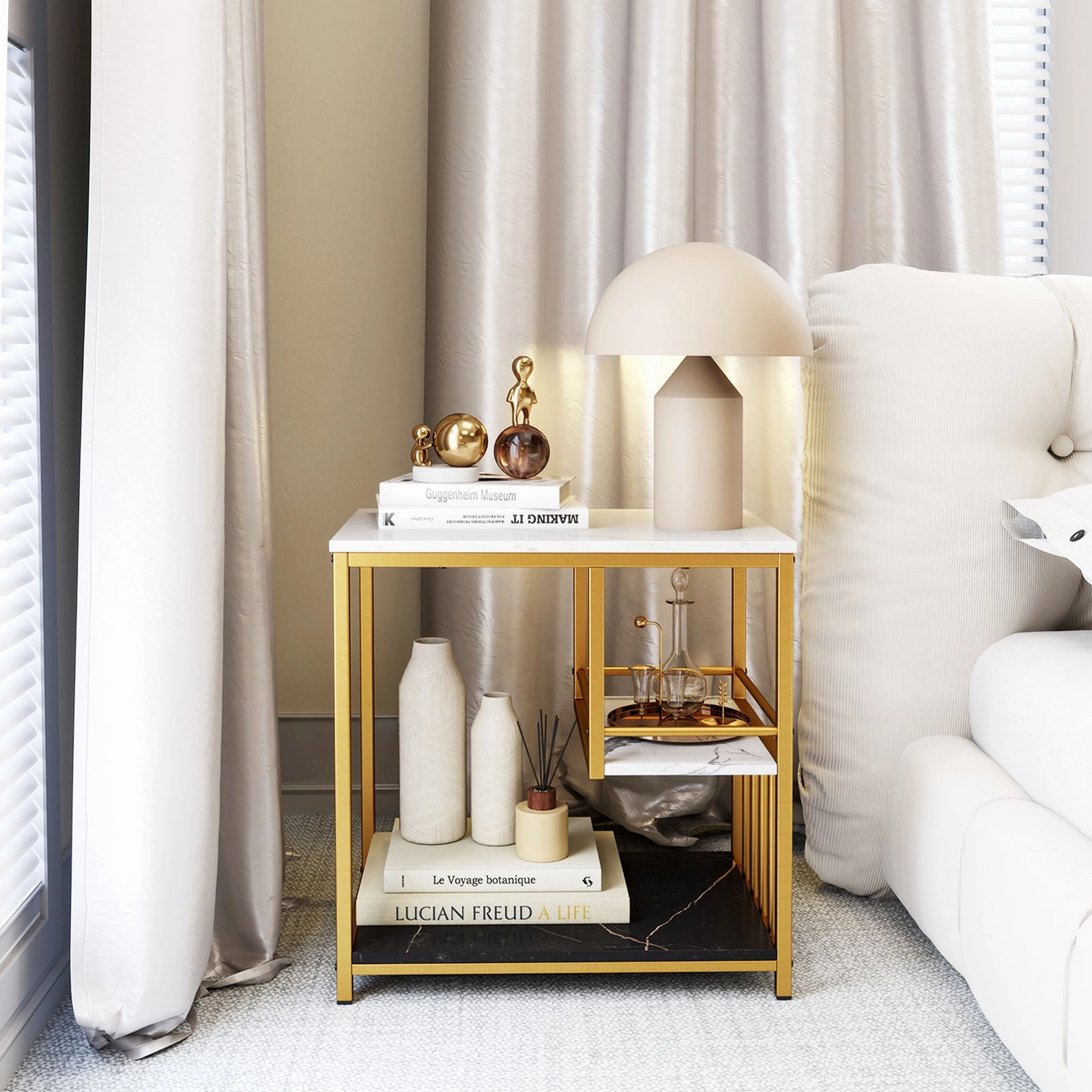 Giantex Side Table with Storage, 3-Tier End Table