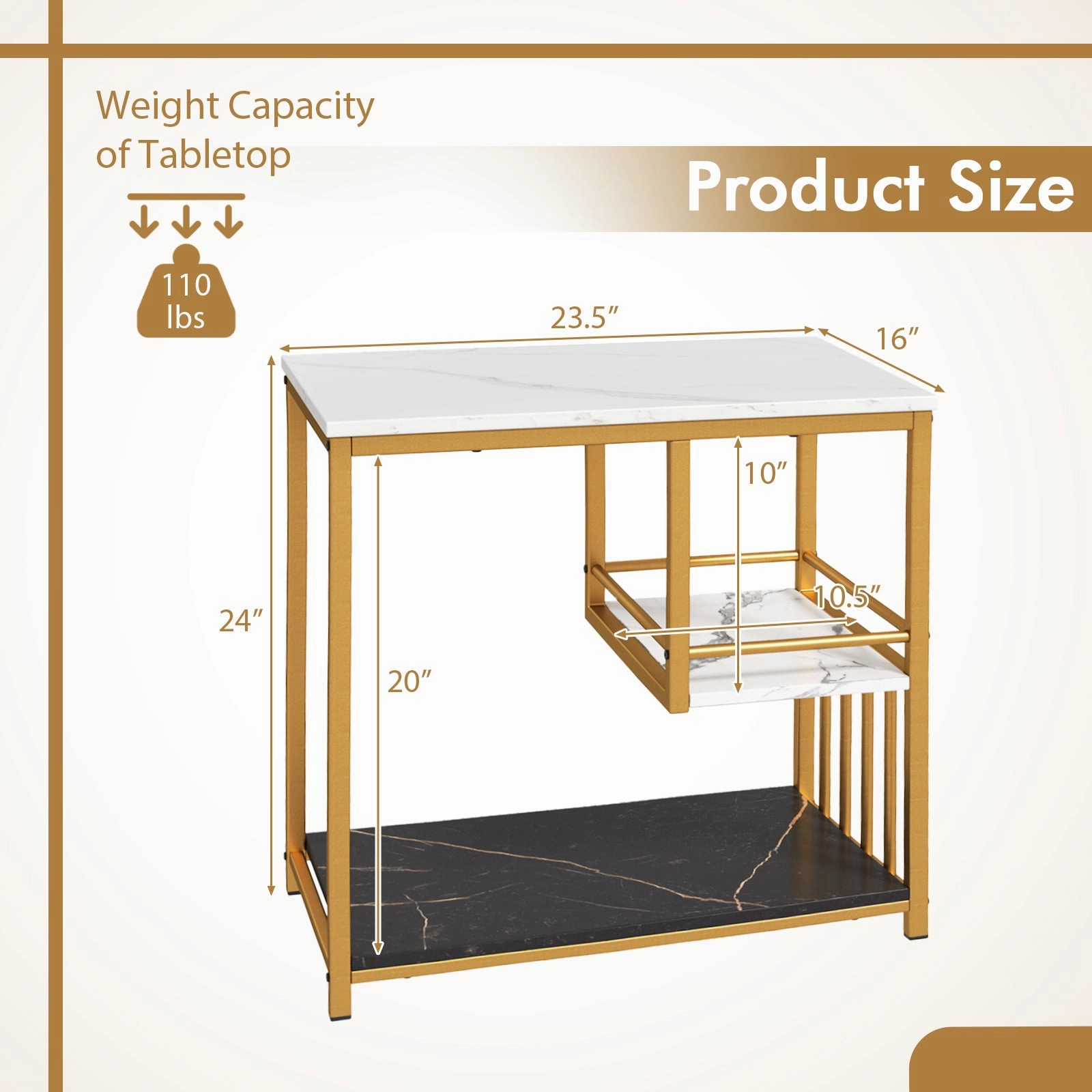 Giantex Side Table with Storage, 3-Tier End Table