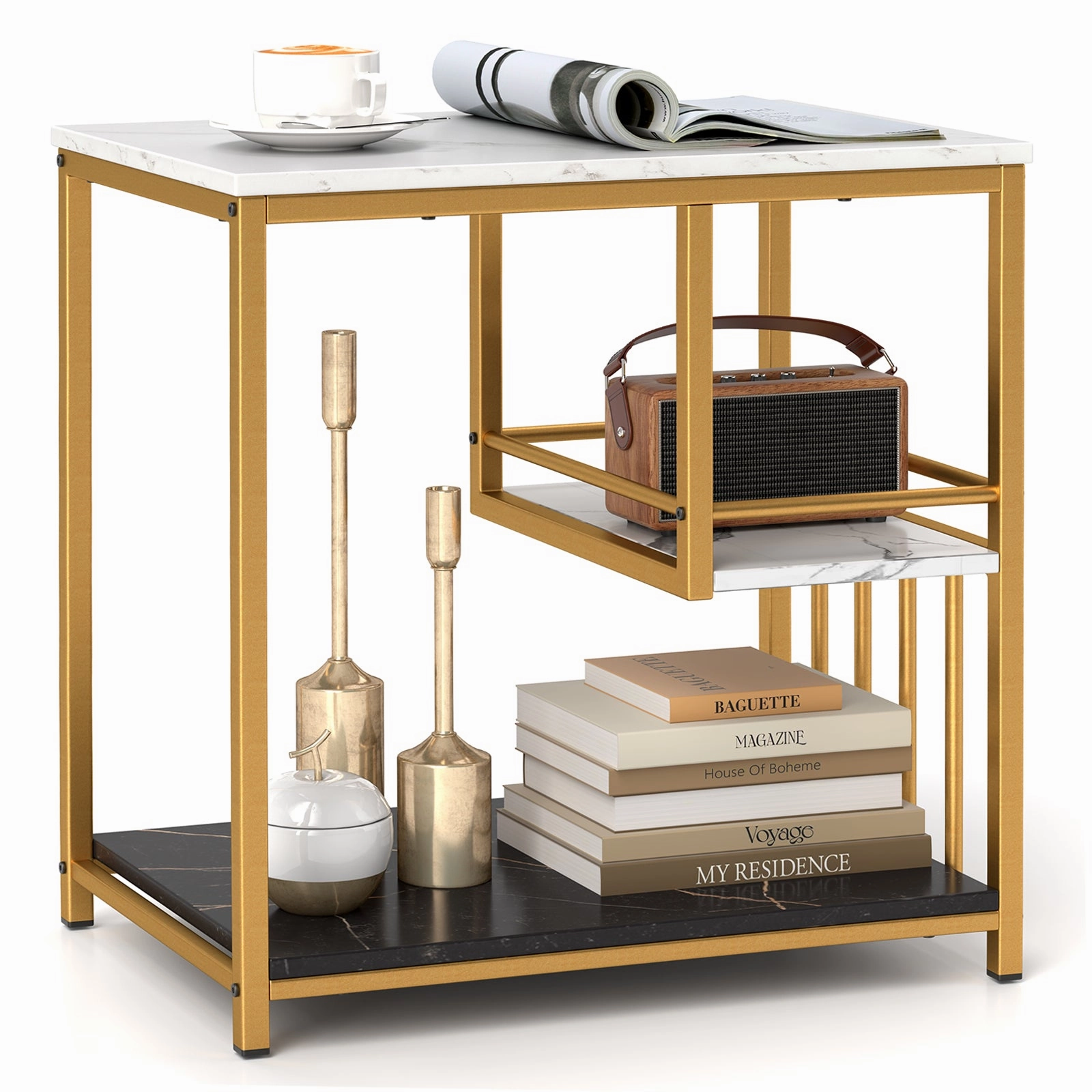 Giantex Side Table with Storage, 3-Tier End Table entry bench, mudroom storage
