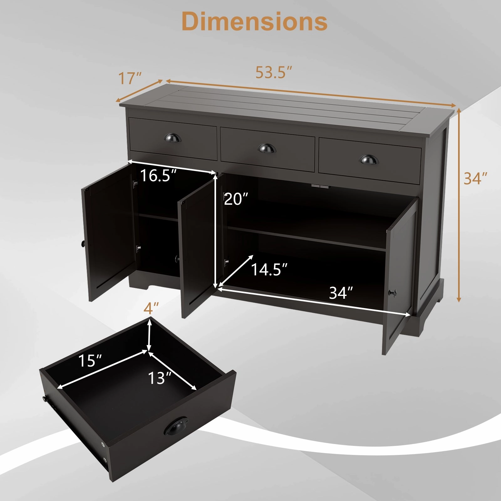Giantex Sideboard Buffet Server Storage Cabinet Console Table